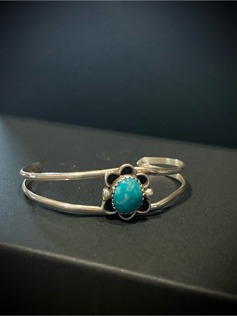 STAMPED “CB” CHIMNEY BUTTE turquoise baby/toddler cuff